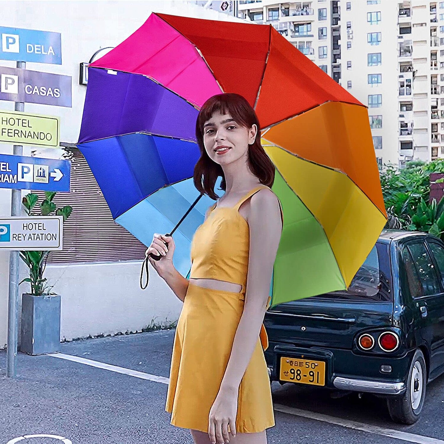 AUTO OPEN CLOSE RAINBOW UMBRELLA