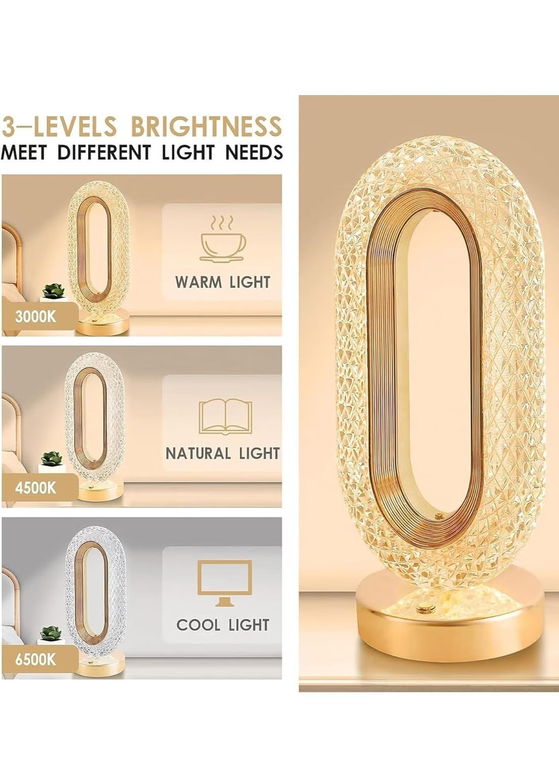 RECTANGLE SHAPE USB RECHARGEABLE CRYSTAL LAMP