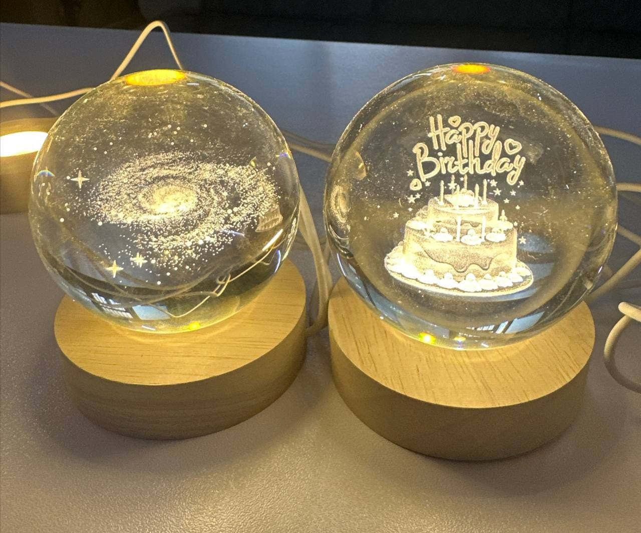3D Crystal Ball Night Lamp(8 cm)