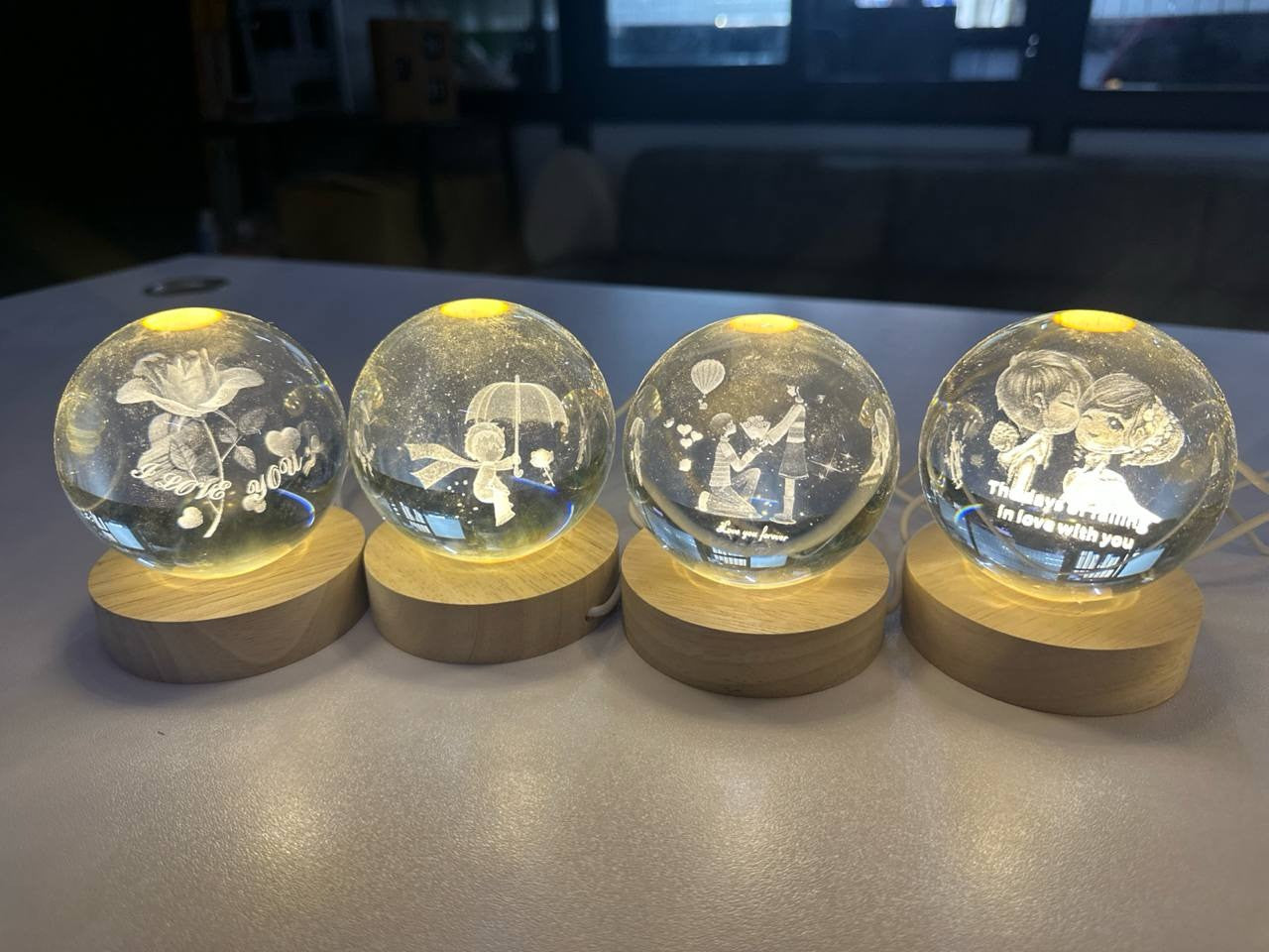3D Crystal Ball Night Lamp(8 cm)