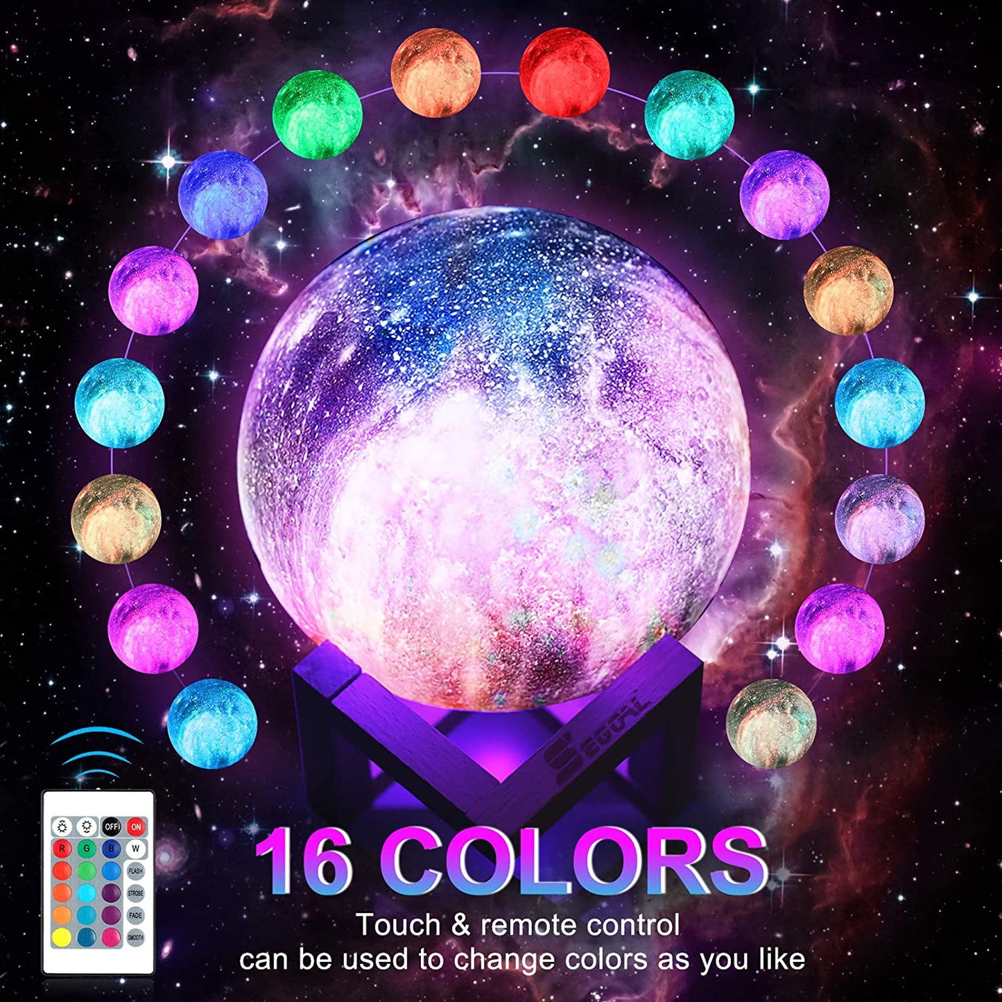 16 COLOUR MOON LAMP WITH REMOTE