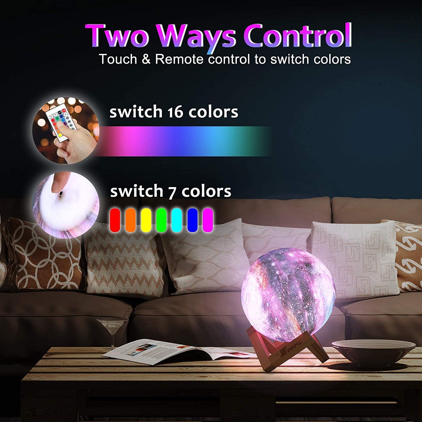 16 COLOUR MOON LAMP WITH REMOTE