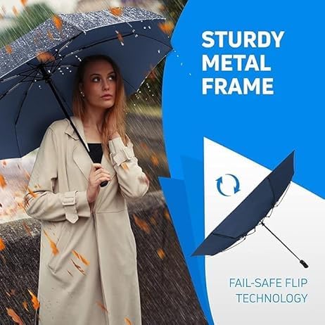 Travel Umbrella Windproof Automatic Umbrellas-Factory Outlet Umbrella Compact Travel Umbrella, Umbrellas for Men & Women - Windproof, Reinforced Canopy, Ergonomic Handle, 3 Fold with Auto Open/Close