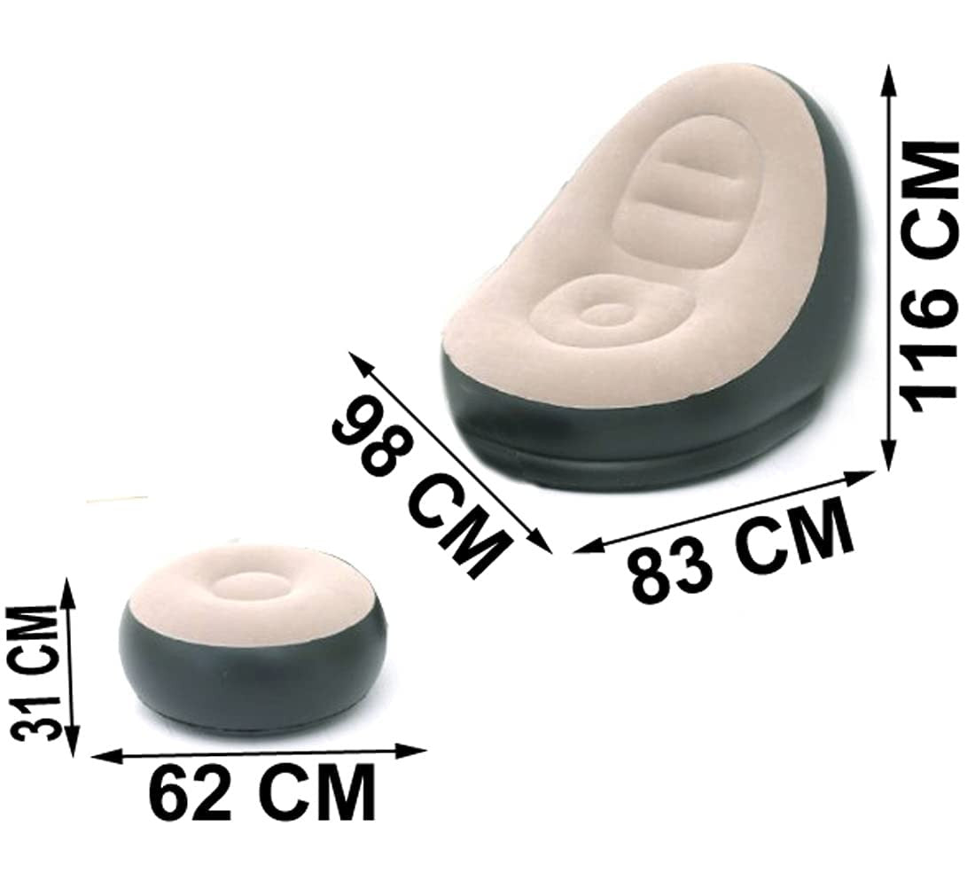 Inflatable Lounge Chair for Adults Flocking Air Couch Sofa
