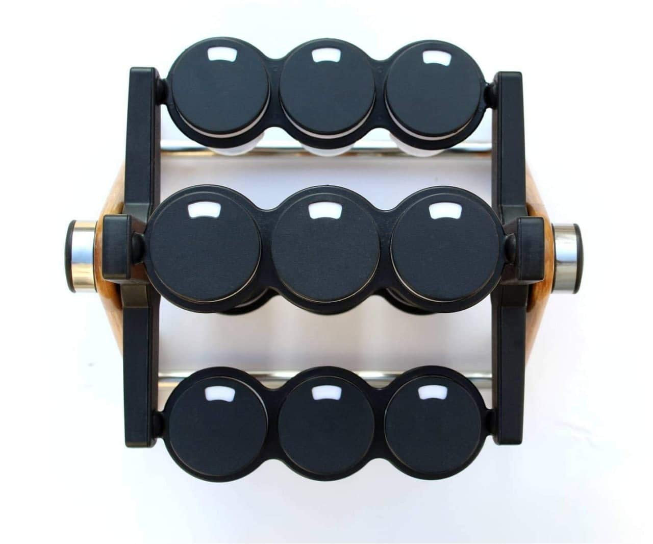 Revolving Rotating Wooden Wheel 12 Spice Rack