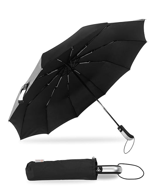 Travel Umbrella Windproof Automatic Umbrellas-Factory Outlet Umbrella Compact Travel Umbrella, Umbrellas for Men & Women - Windproof, Reinforced Canopy, Ergonomic Handle, 3 Fold with Auto Open/Close