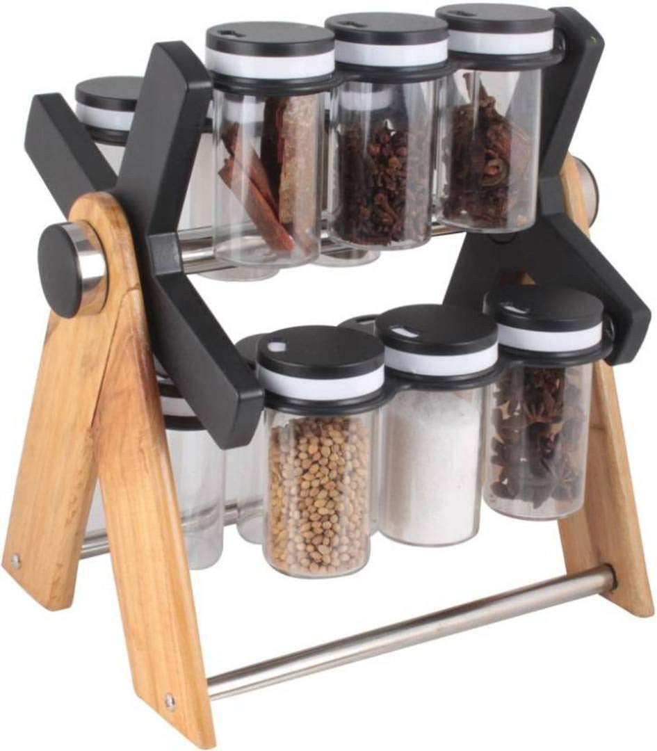 Revolving Rotating Wooden Wheel 12 Spice Rack