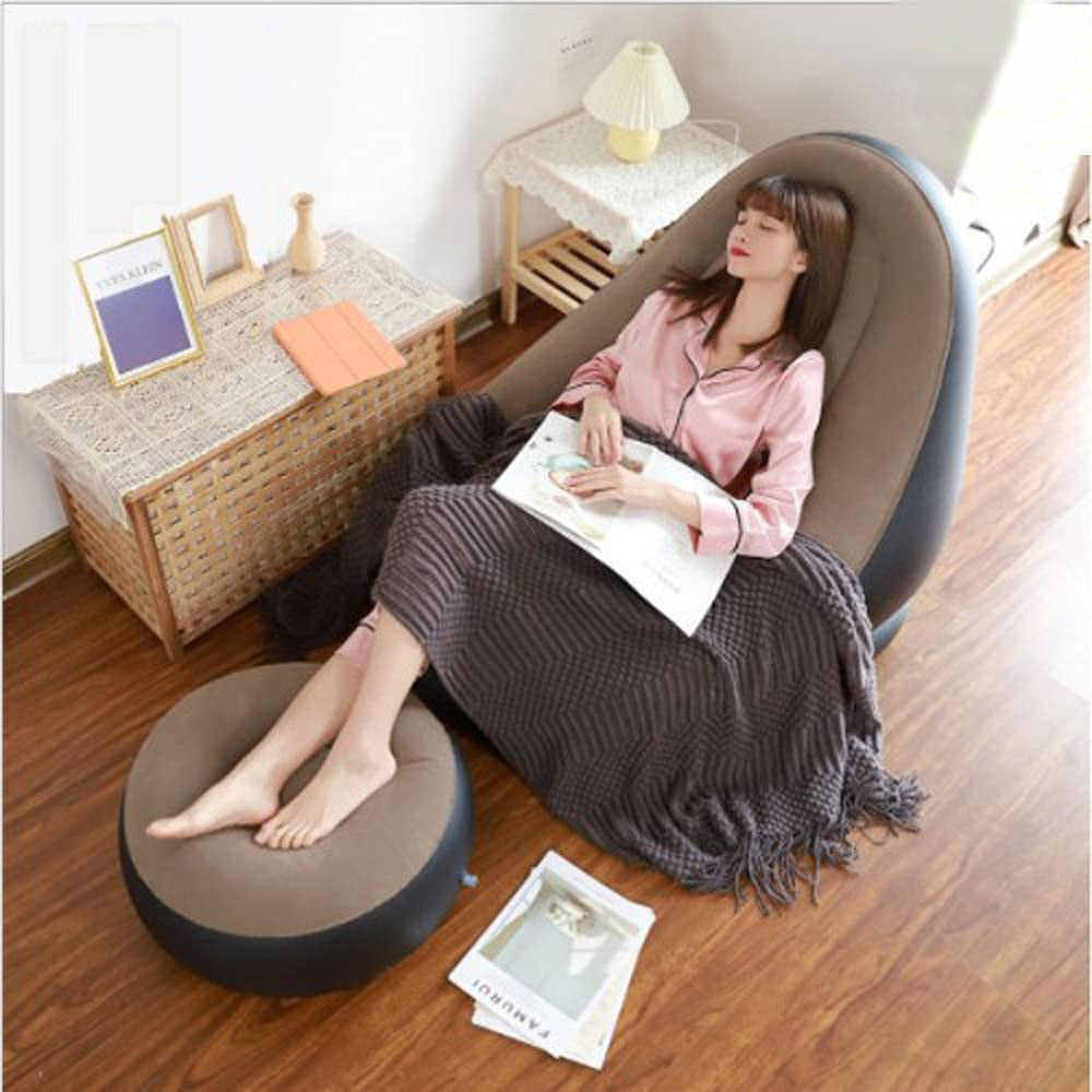 Inflatable Lounge Chair for Adults Flocking Air Couch Sofa