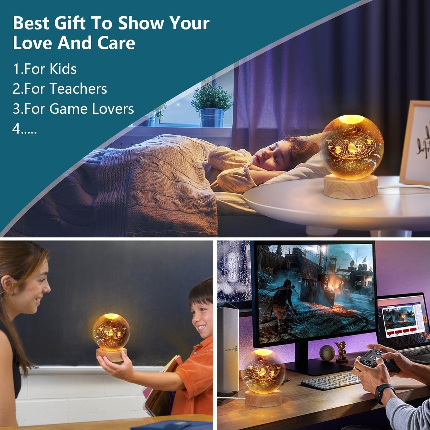 3D Crystal Ball Night Lamp(8 cm)